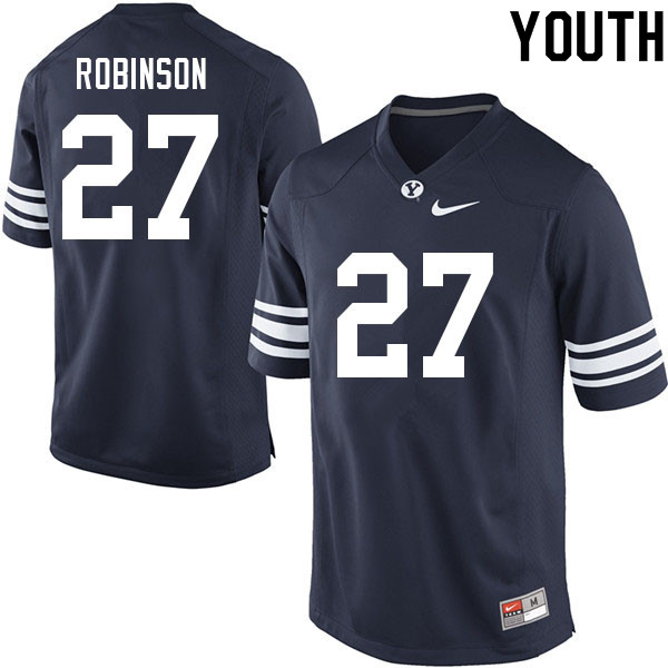 Youth #27 Beau Robinson BYU Cougars College Football Jerseys Sale-Navy